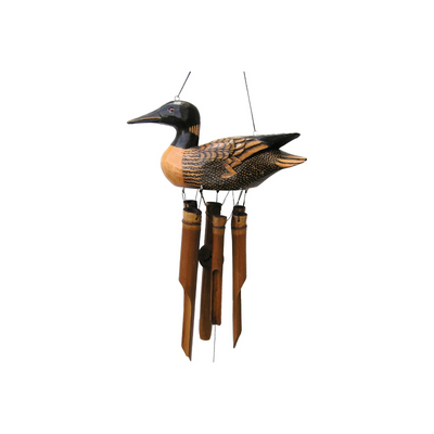 Loon Wind Chime Bamboo Handcrafted Duck Outdoor Garden Decor Handmade Gift Idea Natural Sustainable Father's Day Bird Present for Friend