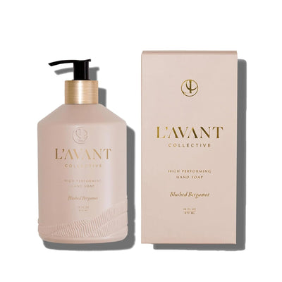 L'AVANT Collective High Performing Hand Soap | Luxurious Ingredients for Soft & Smooth Hands | Notes of Bergamot, Orange Blossom, Amber, Cedar | Blushed Bergamot Scent Reusable Glass Bottle 16 Fl Oz