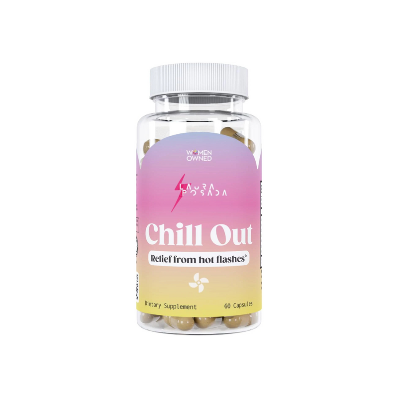 Laura Posada Chill Out - Natural Hot Flash & Night Sweats Relief Formula Menopause Supplements Support for Mood Swings, Dryness, Sleep, Energy 100% Natural Non-GMO, Gluten-Free 60 Capsules Made In USA