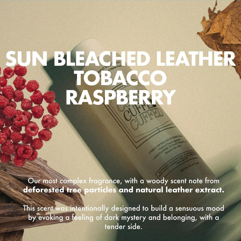 Cuffed Body Wash | Hydrates, Cleanses, Nourishes Skin with Niacinamide Notes of Leather, Tobacco, Raspberry | Free From Parabens, Sulfates & Phthalates 8oz (3 Pack)