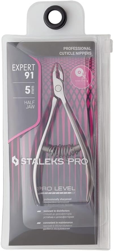 Staleks Pro Cuticle Nippers EXPERT NE-91-5, Half Jaw, 0.21 Inch (5mm)