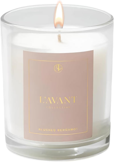 L'AVANT Collective Blushed Bergamot Candle | Long Lasting Aromatherapy Candle Luxury Fragrance Gift Box Notes of Bergamot, Orange Blossom, Amber, Cedar Home Decor Gifts | 40 Hours of Burn Time | 8 oz