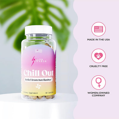 Laura Posada Chill Out - Natural Hot Flash & Night Sweats Relief Formula Menopause Supplements Support for Mood Swings, Dryness, Sleep, Energy 100% Natural Non-GMO, Gluten-Free 60 Capsules Made In USA