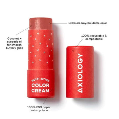 Axiology Multi Stick Color Cream For Eyes, Lips, Cheeks Flirtatious & Creamy Glide Hydrating Blush Face Sticks Contour & Highlight All Day Wear Vegan Makeup with Oils, Butter (Devotion)…