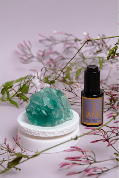 Van Dang Crystal Stone Meditation Set 7-Crystals Limited Edition | Diffuser Oil Aromatherapy | Luxury Spiritual Home Decor Gift Amethyst, Citrine, Flourite, Tourmaline, Smoky, Clear, & Rose Quartz