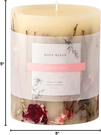 Rosy Rings Apricot Rose Round Botanical Candle - Aromatherapy Candles, Long Lasting Candles, Home Decor Candles (Small)