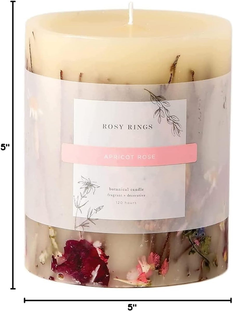 Rosy Rings Apricot Rose Round Botanical Candle - Aromatherapy Candles, Long Lasting Candles, Home Decor Candles (Small)