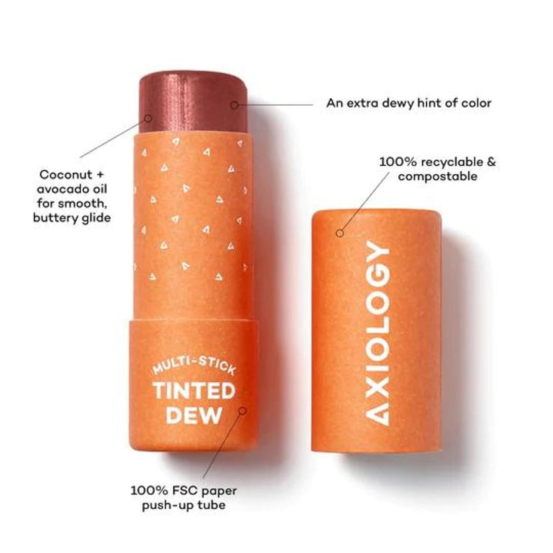 Axiology Multi Stick Tinted Dew For Eyes, Lips, Cheeks Flirtatious Soft & Lustrous Hydrating Blush Face Sticks Contour Highlight, Lip Stain Vegan Makeup with Oils & Butter (Infinite)