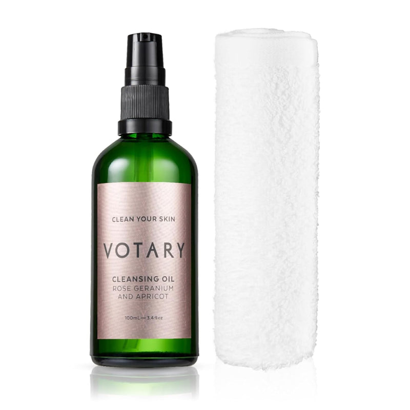 Votary Cleansing Oil Rose Geranium & Apricot | Facial Cleanser Gentle Makeup Remover Cleanses without Clogging Pores With Deep Nourishing Apricot & Jojoba 3.4 Fl Oz