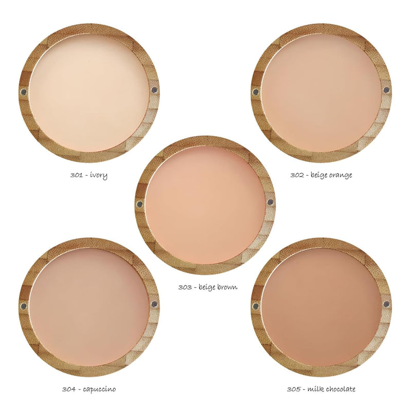 Zao Makeup Compact Pressed Powder Foundation Blendable Face Makeup Long Lasting Portable Full Coverage with Macadamia Oil & Cocoa Butter Lightweight Airbrushing for Pores & Imperfections 9g (303)