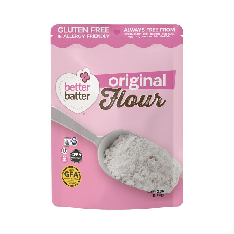 Better Batter Gluten Free Flour - Award Winning Super Nutritious Flour, Gluten-Free Allergen Free, Cup for Cup Alternative All-Purpose Baking Flour, Certified Organic, Non-GMO, Vegan & Kosher - 2.5lb