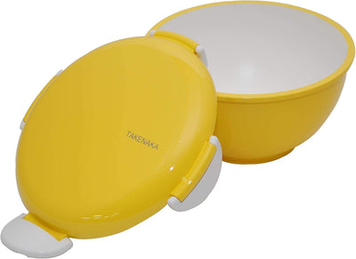 TAKENAKA Bento Bowl for perfect lunch, Eco-Friendly Lunch Box Made in Japan, Recycle Plastic Bottle, Microwave and Dishwasher Safe, Bento Box (Lemon Zest)