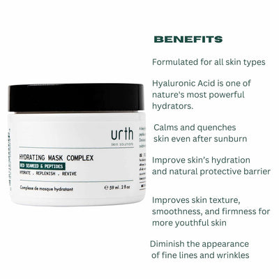 Urth Skin Solutions Hydrating Mask for Men, 2 oz - Anti Aging Hydrating Gel with Peptides, Argireline, Botanical Extracts, Vitamins, Restore hydration, Reduces Wrinkles & Smooths Skin