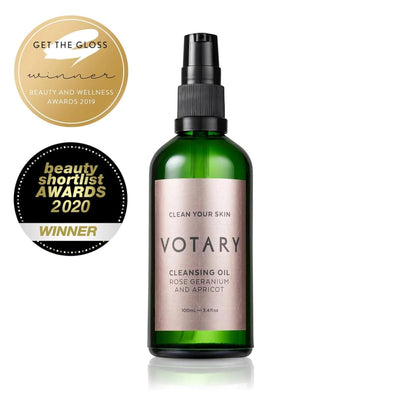 Votary Cleansing Oil Rose Geranium & Apricot | Facial Cleanser Gentle Makeup Remover Cleanses without Clogging Pores With Deep Nourishing Apricot & Jojoba 3.4 Fl Oz