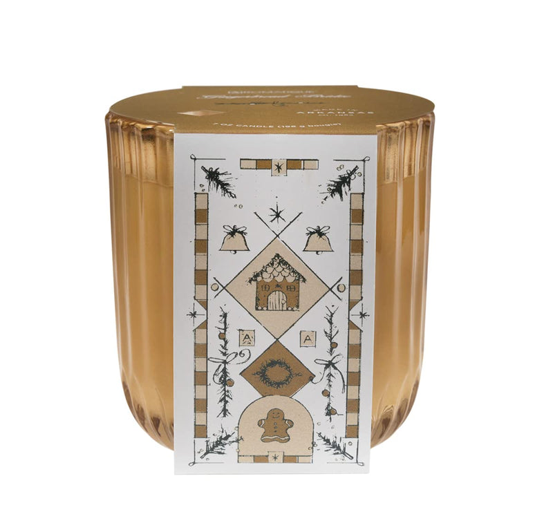 Amazon Gingerbread Brulee - 7oz Ribbed Glass Candle - Christmas Candles, Winter Holiday Scented Soy Candles 45 Hour Burn Christmas Gift