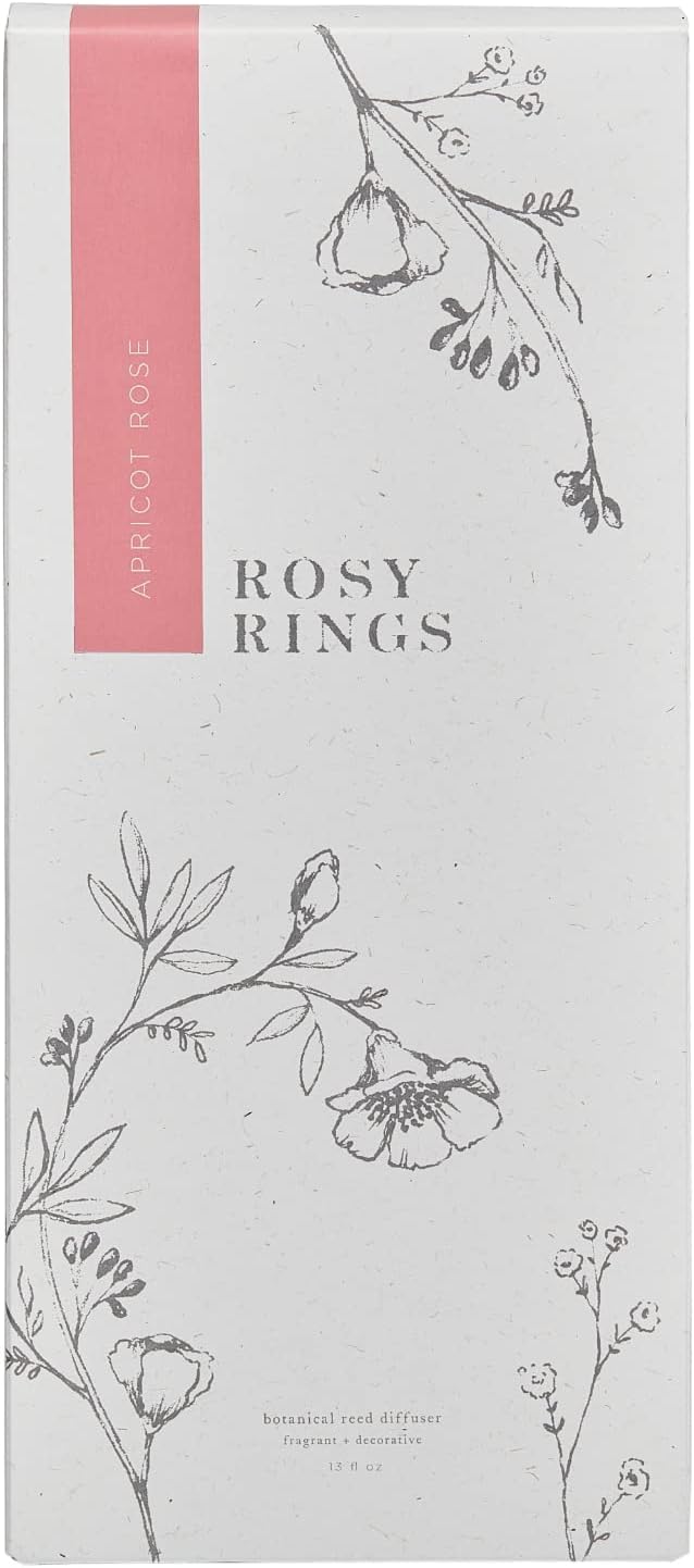 Rosy Rings Botanical Apricot Rose Reed Diffuser 13oz - Essential Oil Reed Diffuser, Home Fragrance Products, Fragrance Diffuser Gift for Home Décor