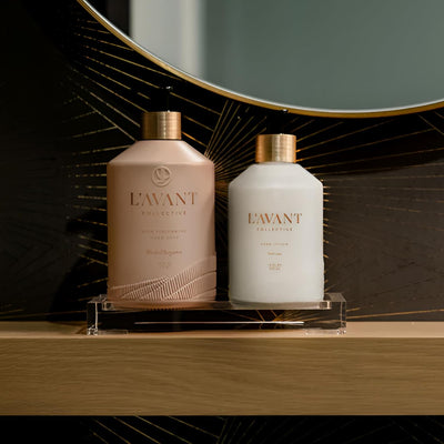 L'AVANT Collective High Performing Hand Soap | Luxurious Ingredients for Soft & Smooth Hands | Notes of Bergamot, Orange Blossom, Amber, Cedar | Blushed Bergamot Scent Reusable Glass Bottle 16 Fl Oz