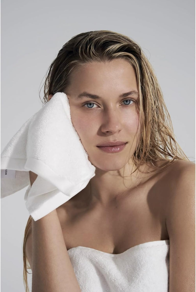 Resore Body Towel - 56" x 30" 700GSM Luxury Bath Shower Towel Skin Rejuvenating, Odor Preventing, Highly Absorbent, Aegean Turkish Cotton Botanical Lyocell Blend, Super Plush Bathroom Wash Cloth White