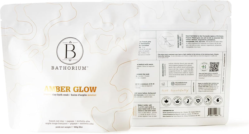 Amber Glow Mud Mineral Soak – Bath Soak with French Gray Sea Salt, Michilia Alba & Kaolin Clay, Soothes & Revitalizes Skin, Approximately 3 Baths, 32 oz