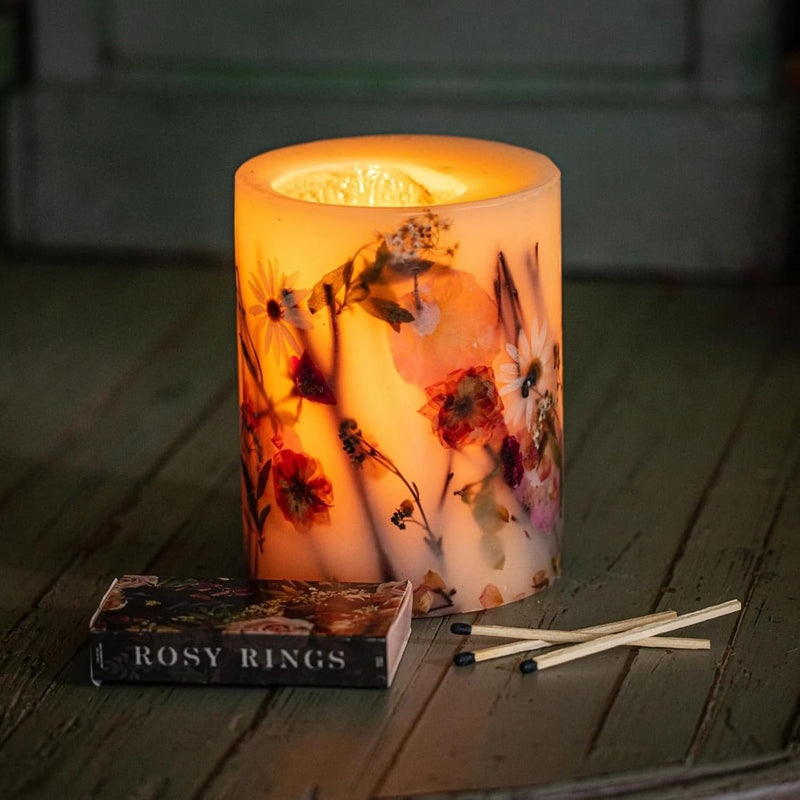 Rosy Rings Apricot Rose Round Botanical Candle - Aromatherapy Candles, Long Lasting Candles, Home Decor Candles (Medium)