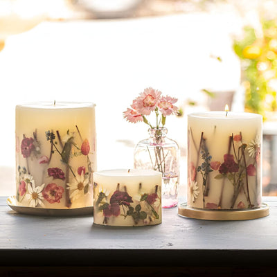 Rosy Rings Apricot Rose Round Botanical Candle - Aromatherapy Candles, Long Lasting Candles, Home Decor Candles (Medium)
