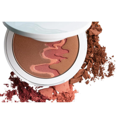 Color Back Burnished Bronze Facial Powder - Face Makeup Setting Powder Blendable with Moisturizing Squalene Bronzer Foundation Long Lasting Shimmer Contour Makeup Sun Kissed Tan Look 3 Shades