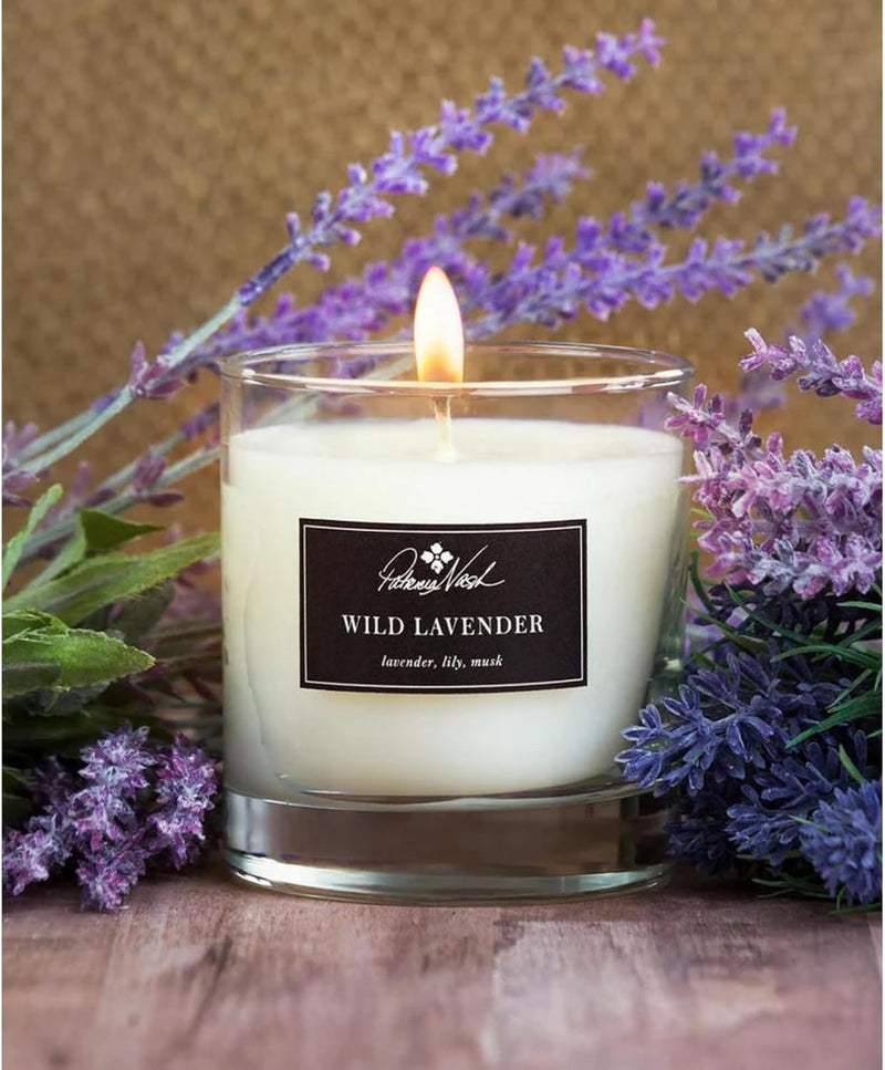 Rosy Rings Patricia Nash Candle | Long Lasting Fragrance Home Decor Gift Luxurious Aromatherapy Notes of Lavender, Lily, Sage, Musk, Sandalwood, Moss 60 Hour Burn Time 7.5oz 3.5" H (Wild Lavender)