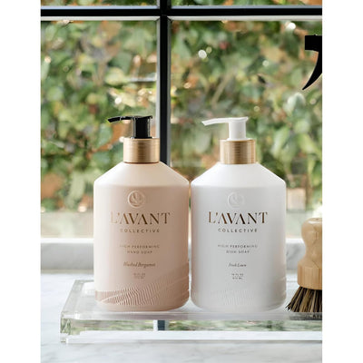 L'AVANT Collective Dish & Hand Soap Duo Blushed Bergamot | High Performing Luxurious Ingredients Notes of Bergamot, Orange Blossom, Amber, Cedar | 2 Reusable Glass Bottles Kitchen Home Decor Gifts…