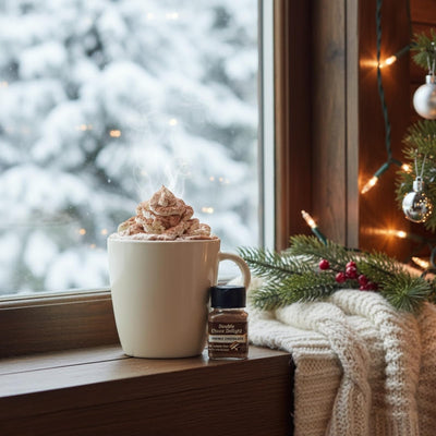 Hot Chocolate Mix Gift Set – 16 Mini Bottle Cocoa Sampler with Assorted Gourmet Flavors Including Caramel, Vanilla, Double Cocoa, Peppermint Swirl, Toasted Marshmallow & More, Winter Beverage Gift Box