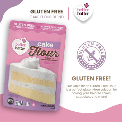 Better Batter Cake Flour Certified Gluten-Free, Top 8 Allergen-Free, 1LB Pouch