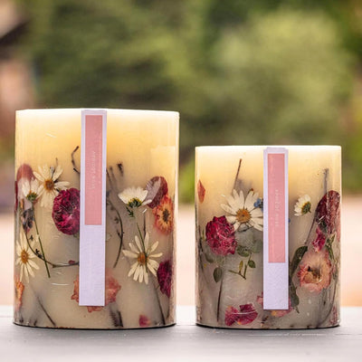 Rosy Rings Apricot Rose Round Botanical Candle - Aromatherapy Candles, Long Lasting Candles, Home Decor Candles (Small)