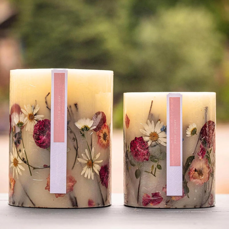 Rosy Rings Apricot Rose Round Botanical Candle - Aromatherapy Candles, Long Lasting Candles, Home Decor Candles (Small)