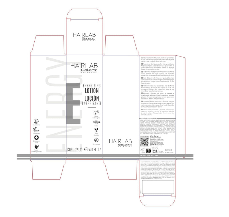 SALERM COSMETICS HAIRLAB ENERGIZING LOTION 4.0 FL.OZ, CLEAR