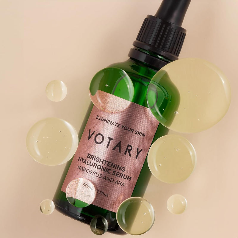 Votary Hyaluronic Serum For Face | Anti Aging Delivers Intense Hydration, Moisturizing, Smoothes Visibly Plumps & Reduces Appearance of Fine Lines & Wrinkles with Narcissus, Bilberry Extract 1.7 Fl Oz