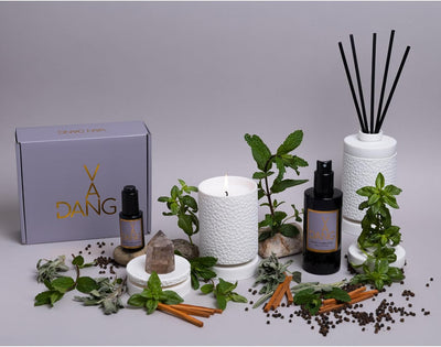 Van Dang Crystal Stone Meditation Set Smoky Quartz | Diffuser Oil Dropper Aromatherapy | Luxury Spiritual Home Decor Fragrance Gift Notes of Lavandin Nutmeg Tobacco Suede Vanilla (Night Harvest)