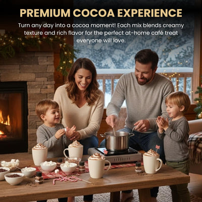 Hot Chocolate Mix Gift Set – 16 Mini Bottle Cocoa Sampler with Assorted Gourmet Flavors Including Caramel, Vanilla, Double Cocoa, Peppermint Swirl, Toasted Marshmallow & More, Winter Beverage Gift Box