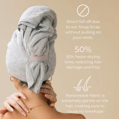 VOLO Hero Cloud Pink Hair Towel - Ultra Soft, Quick Drying, Anti Frizz & Breakage, 30% More Fabric, Snug Strap