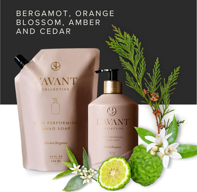 L'AVANT Collective High Performing Hand Soap Refill | Luxurious Ingredients for Soft & Smooth Hands | Notes of Bergamot, Orange Blossom, Amber, Cedar | Blushed Bergamot Scent 32 Fl Oz