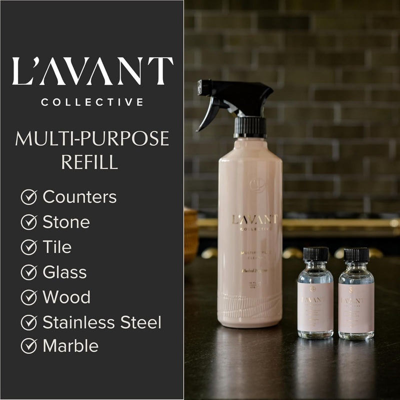 L’AVANT Collective | Plant-Based Multipurpose Cleaner Refill – All-Natural Cleaning Supplies for Safe Home Cleaning – Concentrated, Food-Safe Surface Cleaner with Blushed Bergamot Scent, 1 oz Bottle