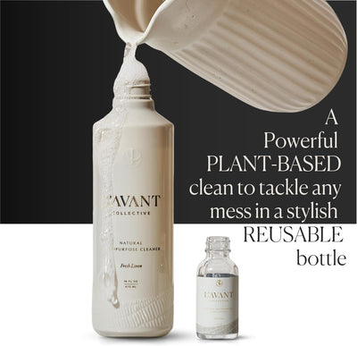 L’AVANT Collective Multipurpose Cleaner Set of 3 | Natural Cleaning Spray for Kitchens, Counters, & Bathrooms – Vegan, Organic, Plant-Based Surface Cleaner with Refreshing Fresh Linen Scent