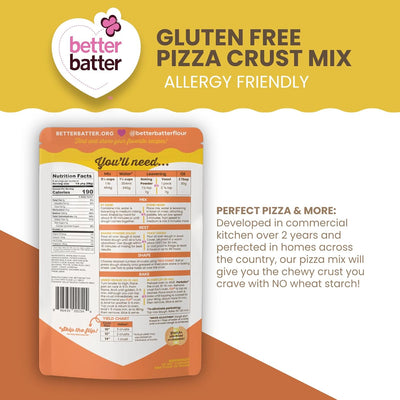 Better Batter Pizza Crust Mix | Certified Kosher, Vegan & Gluten Free Mix for Baking Top 8 Allergen-Free Perfect for 14" Pizzas! Just Add Water, Oil & Yeast Hostess Kitchen Cooking Gifts 1LB Pouch