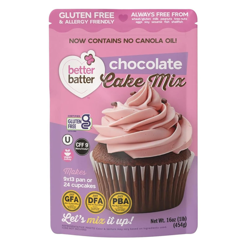 Better Batter Chocolate Cake Mix | Certified Kosher, Vegan & Gluten Free Mix for Baking Top 8 Allergen-Free Perfect for Cakes & Cupcakes! Just Add Water, Oil & Eggs Hostess Kitchen Cooking Gifts 1LB Pouch17.45