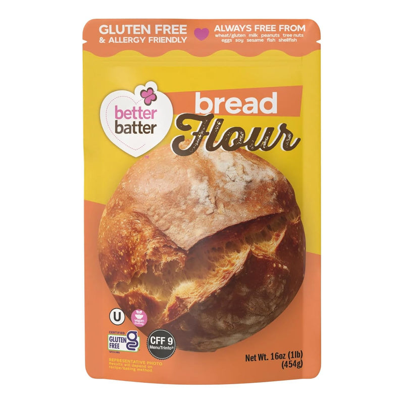 Better Batter Bread Flour | Certified Kosher & Gluten Free Flour for Baking Top 8 Allergen-Free Perfect for Yeast Bread Recipes & Pie Crusts! Knead, Cold Proof Hostess Kitchen Cooking Gifts 1LB Pouch