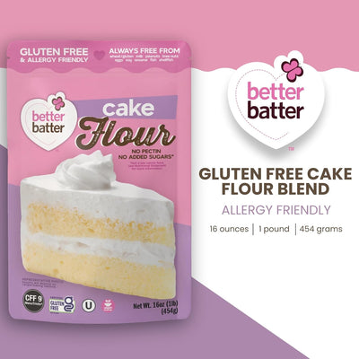 Better Batter Cake Flour Certified Gluten-Free, Top 8 Allergen-Free, 1LB Pouch