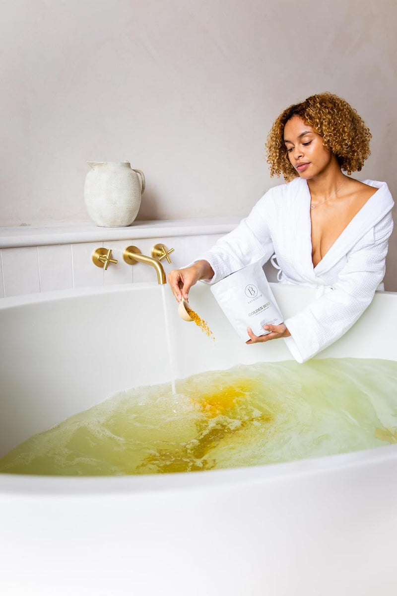 Golden Hour Mud Mineral Soak – Bath Soak with French Grey Sea Salt, French Yellow Clay, Cold-Pressed Mandarin and Marjoram Extract, Relaxation & Self-Care, Approximately 3 Baths, 32 oz