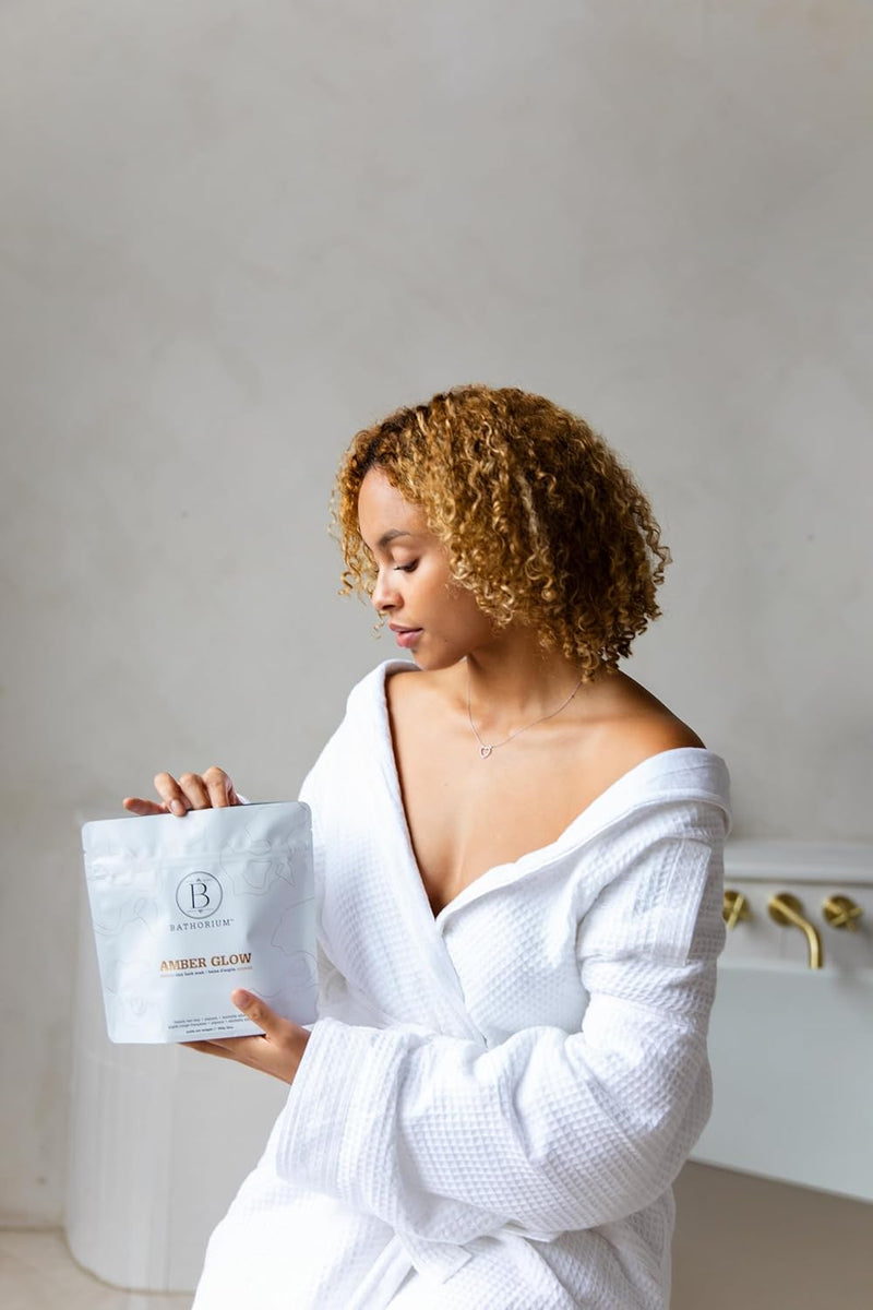 Amber Glow Mud Mineral Soak – Bath Soak with French Gray Sea Salt, Michilia Alba & Kaolin Clay, Soothes & Revitalizes Skin, Approximately 3 Baths, 32 oz