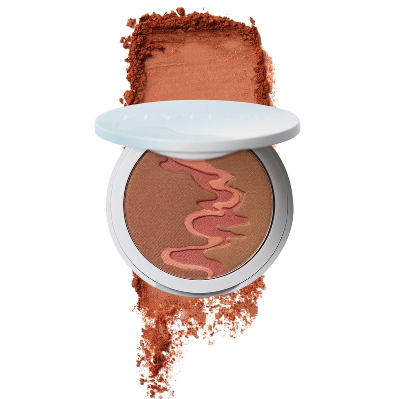 Color Back Burnished Bronze Facial Powder - Face Makeup Setting Powder Blendable with Moisturizing Squalene Bronzer Foundation Long Lasting Shimmer Contour Makeup Sun Kissed Tan Look 3 Shades