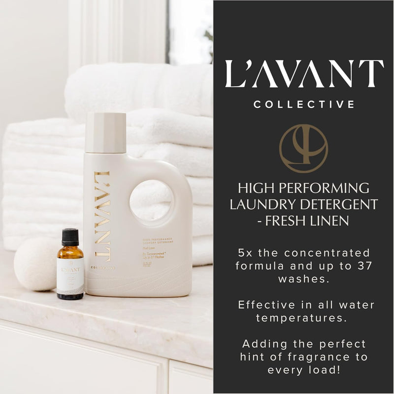 L’AVANT Collective | Fresh Linen Laundry Detergent - Powerful Stain Remover & Gentle Laundry Soap | Natural Baby Laundry Detergent for Sensitive Skin | Made for Delicate Fabrics | No Harsh Chemicals