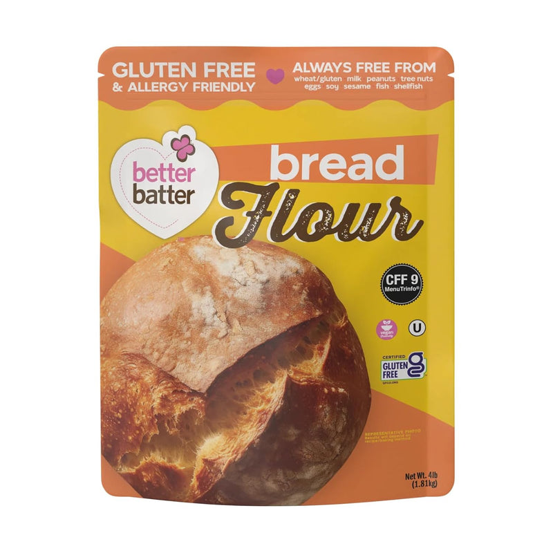 Better Batter Bread Flour | Certified Kosher & Gluten Free Flour for Baking Top 8 Allergen-Free Perfect for Yeast Bread Recipes & Pie Crusts! Knead, Cold Proof Hostess Kitchen Cooking Gifts 4LB Pouch