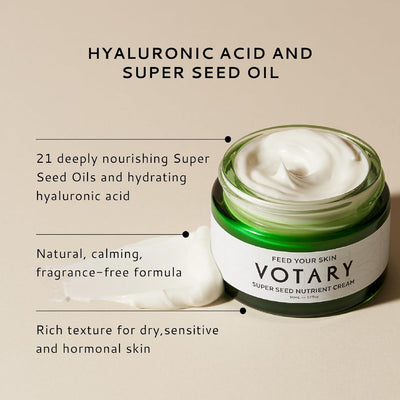 Votary Super Seed Nutrient Cream | Nourishing Face Cream for Dryness, Redness, Deeply Moisturizing Matte Smooth Finish with 21 Super Seed Oils For An Alluring Youthful Look Fragrance Free 1.7Fl Oz